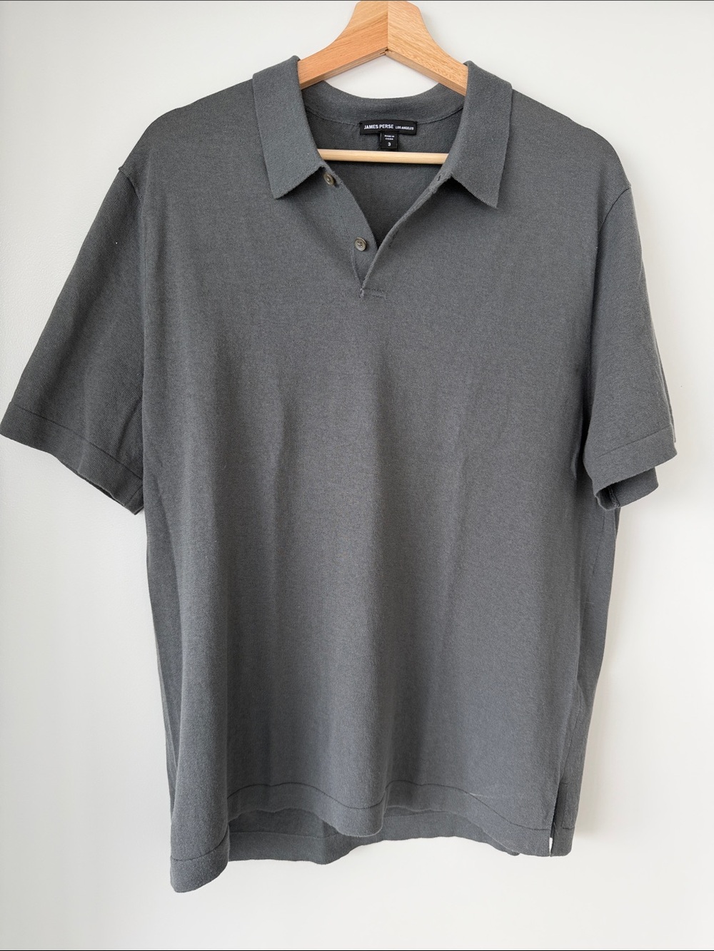 James Perse Short Sleeve Polo in Charcoal